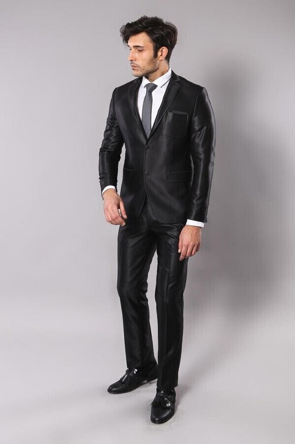 Traje negro brillante para hombre - Wessi