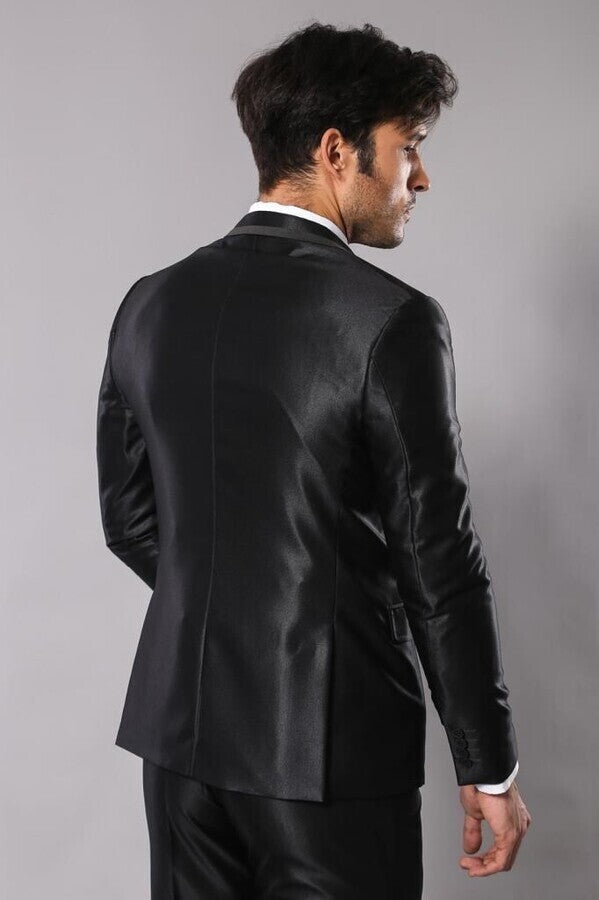 Shiny Black Men Suit - Wessi