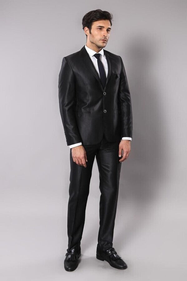 Traje negro brillante para hombre - Wessi