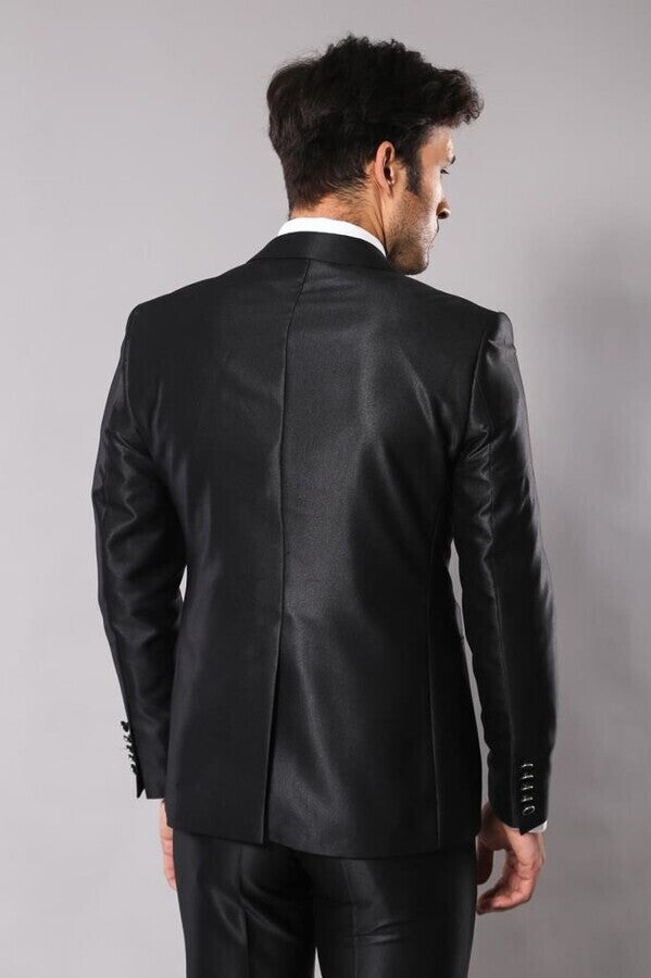 Shiny Black Men's Suit - Wessi