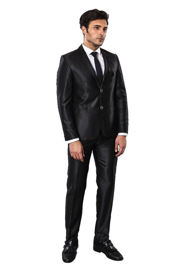 Traje negro brillante para hombre - Wessi