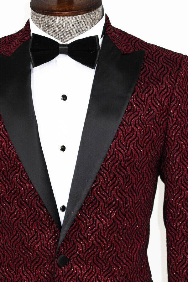 Blazer de fiesta burdeos con estampado brillante - Wessi