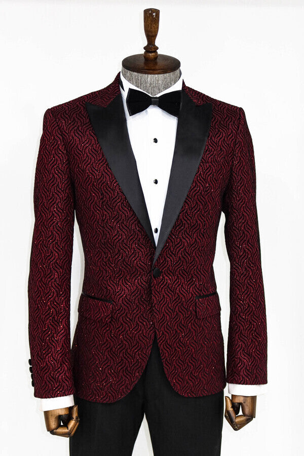 Blazer de fiesta burdeos con estampado brillante - Wessi