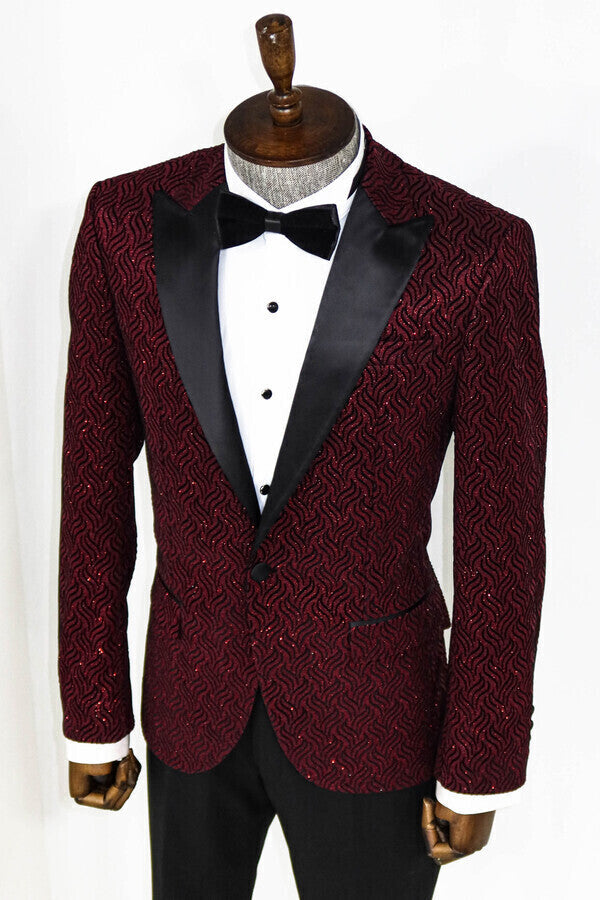 Blazer de fiesta burdeos con estampado brillante - Wessi