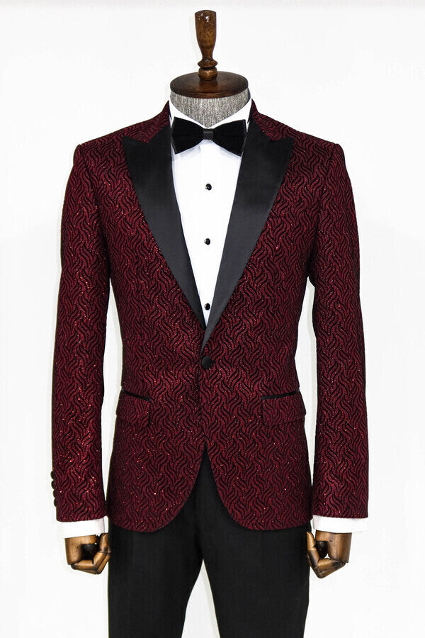 Blazer de fiesta burdeos con estampado brillante - Wessi