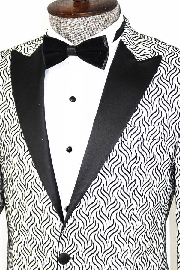 Blazer de fiesta para hombre blanco con estampado brillante - Wessi