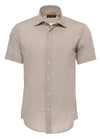 Short Sleeves Poly Cotton Slim Fit Cream Men Shirt - Wessi