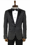 Silver Diamond Pattern Over Black Men Prom Blazer - Wessi