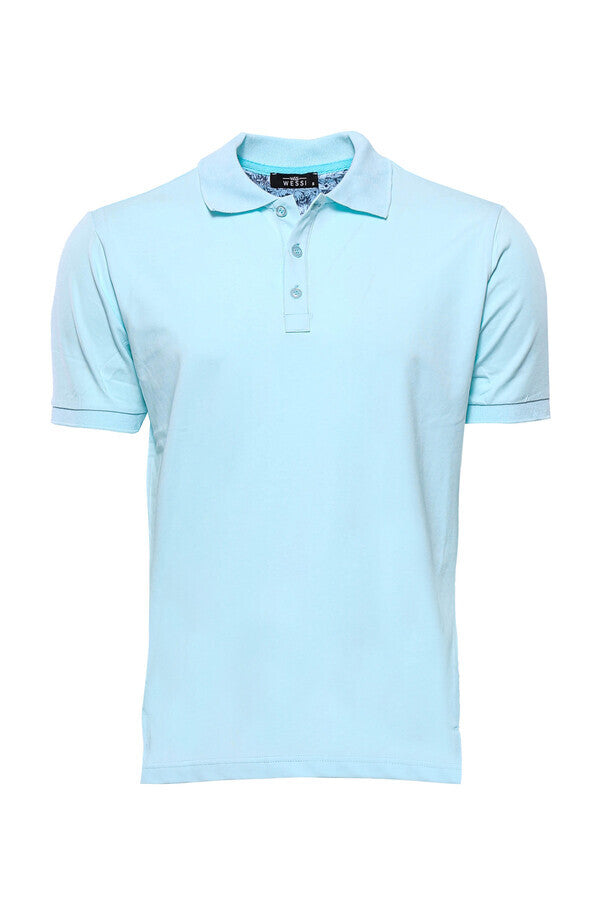 Camiseta de cuello polo azul cielo - Wessi