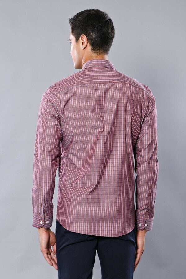 Slim-Fit Burgundy Plaid Shirt | Wessi