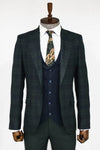 Slim Fit Checked Green Men Suit - Wessi