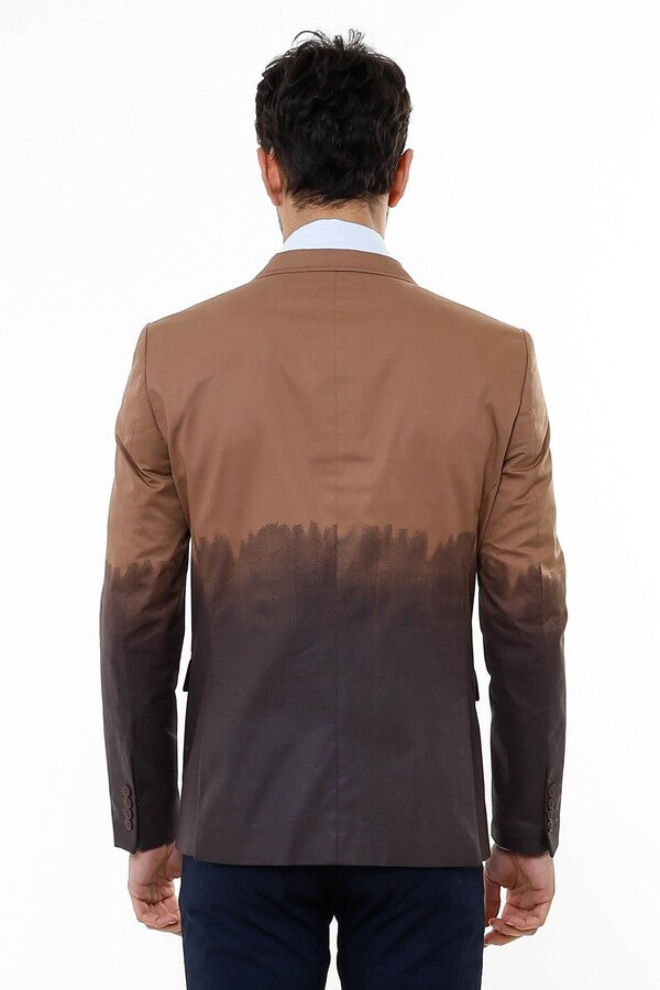 Slim Fit Cotton Brown Blazer - Wessi