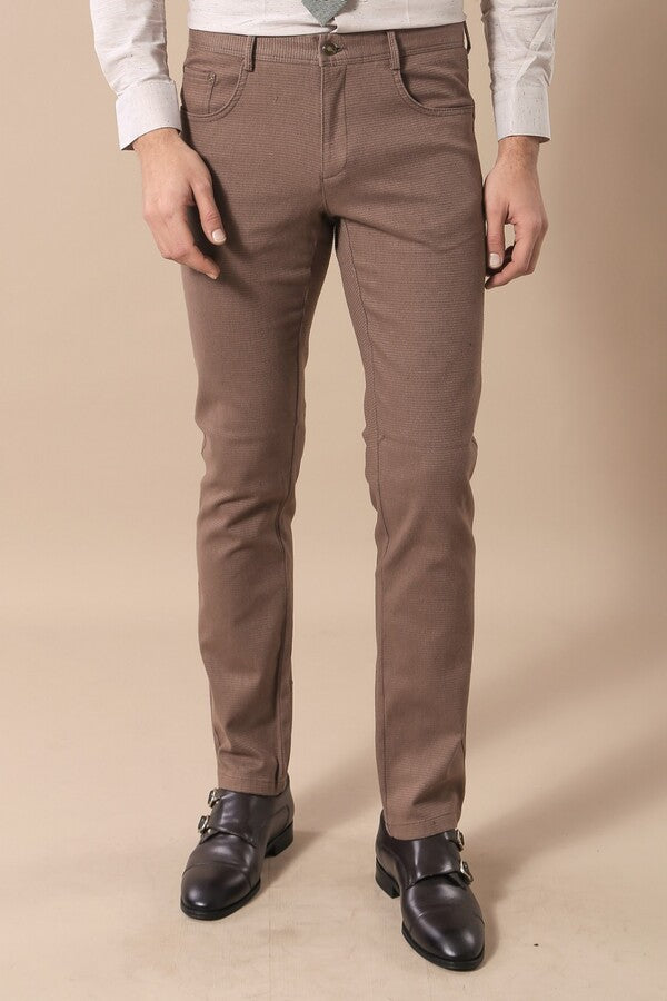 Slim Fit Cotton Light Brown Men Pants - Wessi