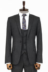 Slim Fit Patterned Anthracite Men Suit - Wessi