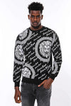 Slim Fit Patterned Black Sweatshirt - Wessi