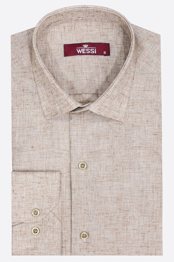 Camisa de hombre marrón con estampado y corte entallado - Wessi