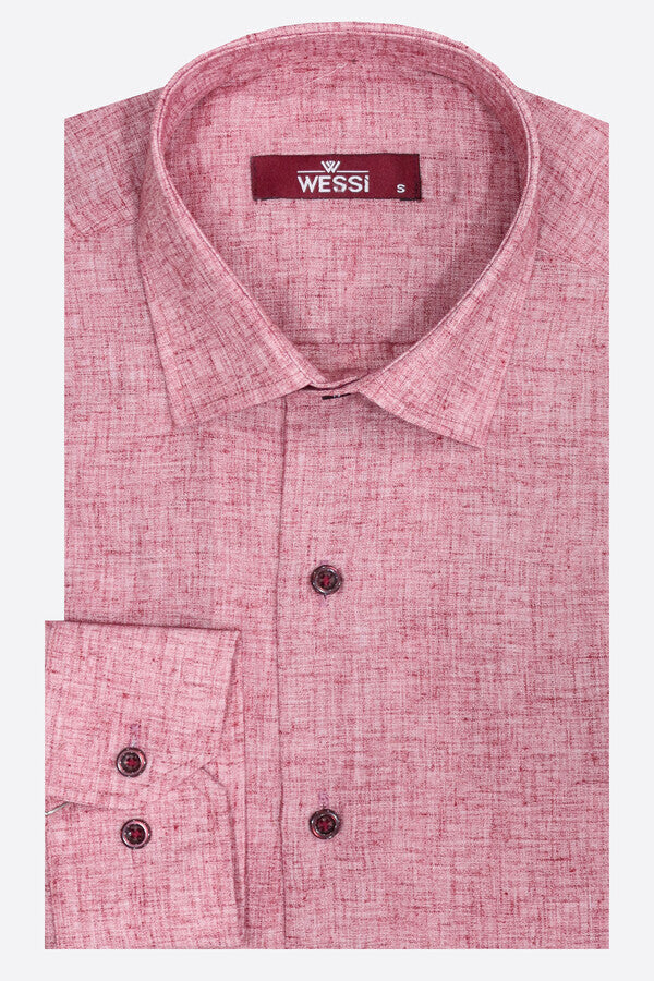 Camisa de hombre burdeos con estampado y corte entallado - Wessi