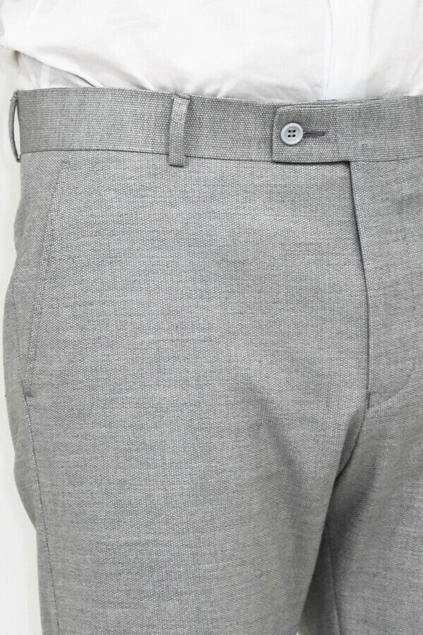 Slim Fit Patterned Grey Men Pants - Wessi