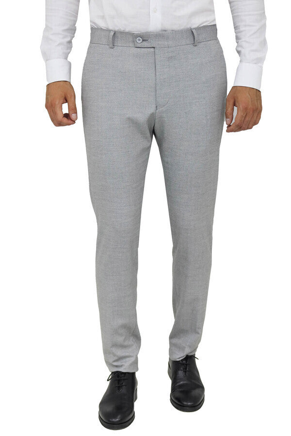 Slim Fit Patterned Grey Men Pants - Wessi