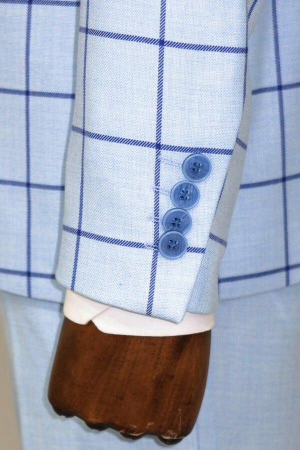 Traje de hombre azul claro con estampado y corte entallado - Wessi