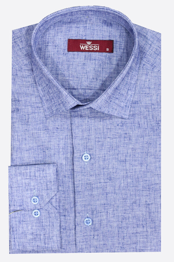 Camisa azul marino estampada de corte entallado para hombre - Wessi