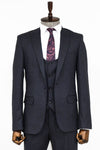 Slim Fit Patterned Navy Blue Men Suit - Wessi