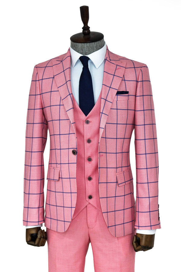 Traje de hombre rosa con estampado y corte entallado - Wessi