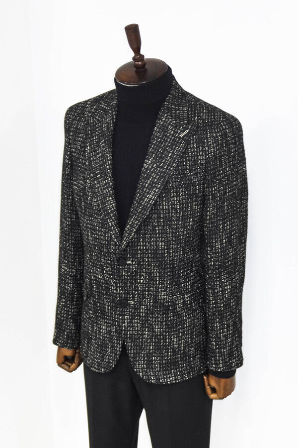 Slim Fit Patterned Sport Black Men Blazer - Wessi