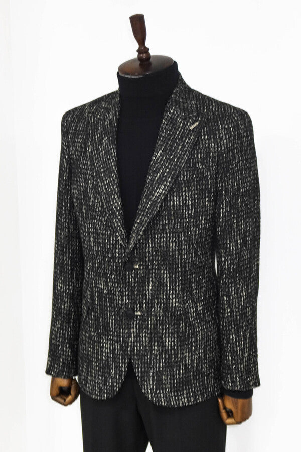 Slim Fit Patterned Sport Black Men Blazer - Wessi