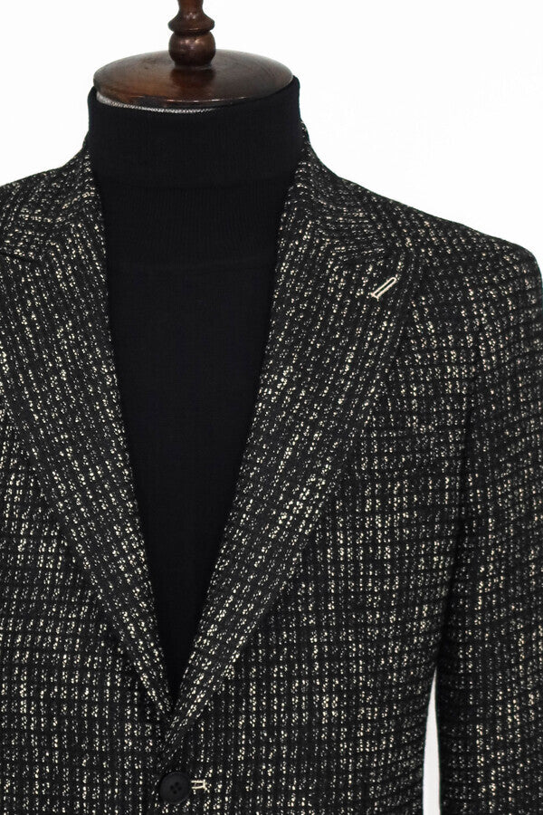 Slim Fit Patterned Sport Black Men Blazer - Wessi