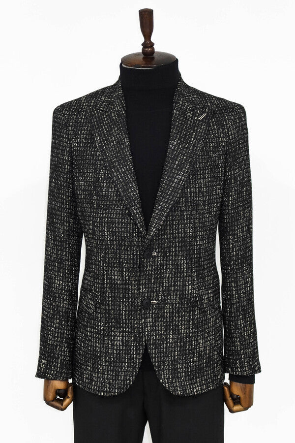 Slim Fit Patterned Sport Black Men Blazer - Wessi