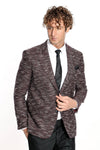 Slim Fit Patterned Sport Burgundy Men Blazer - Wessi