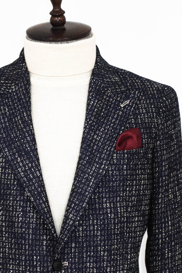 Blazer deportivo azul marino con estampado y corte entallado para hombre - Wessi