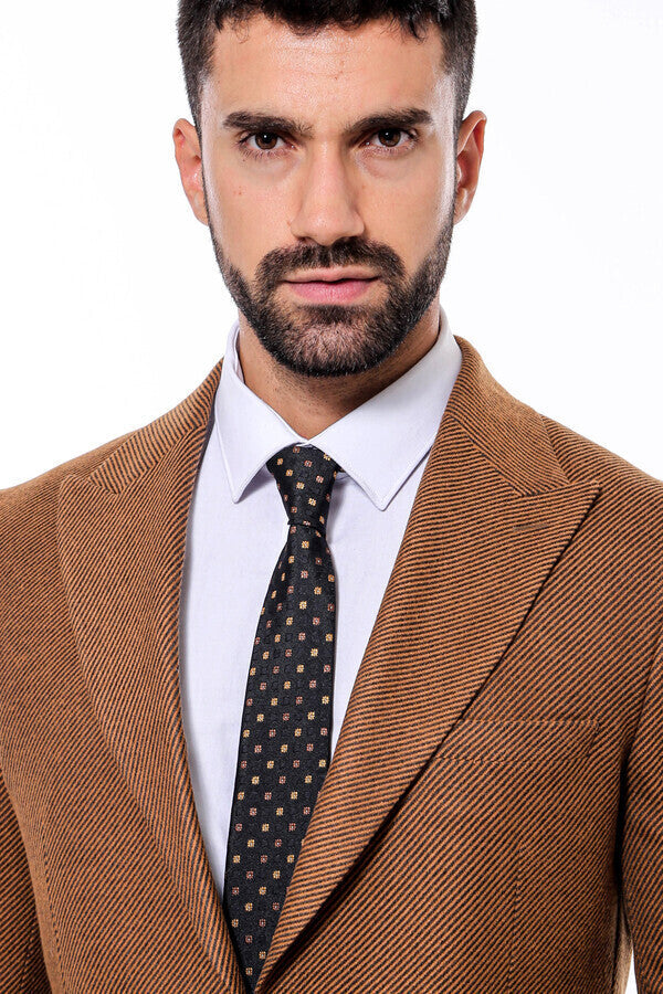 Blazer ajustado con estampado de color leonado para hombre - Wessi