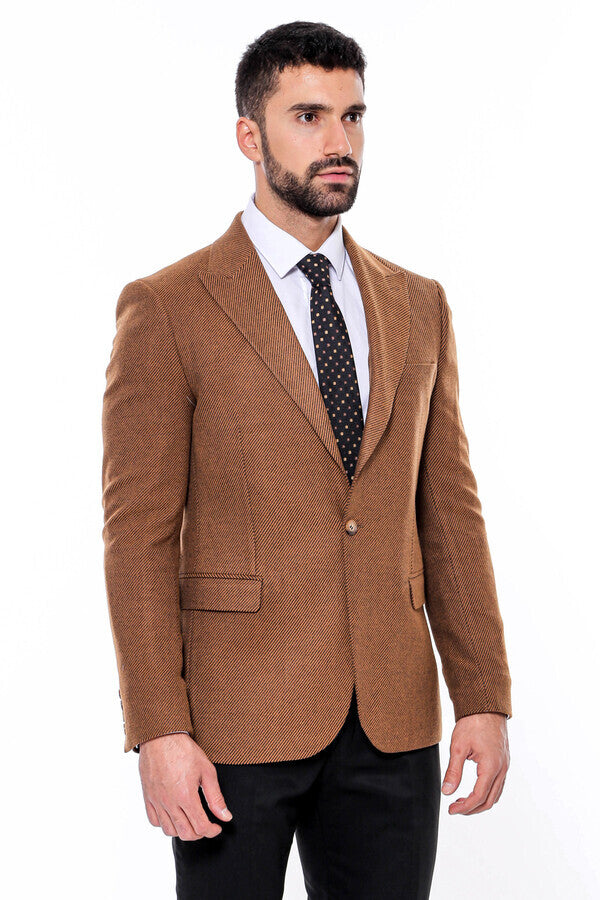 Blazer ajustado con estampado de color leonado para hombre - Wessi