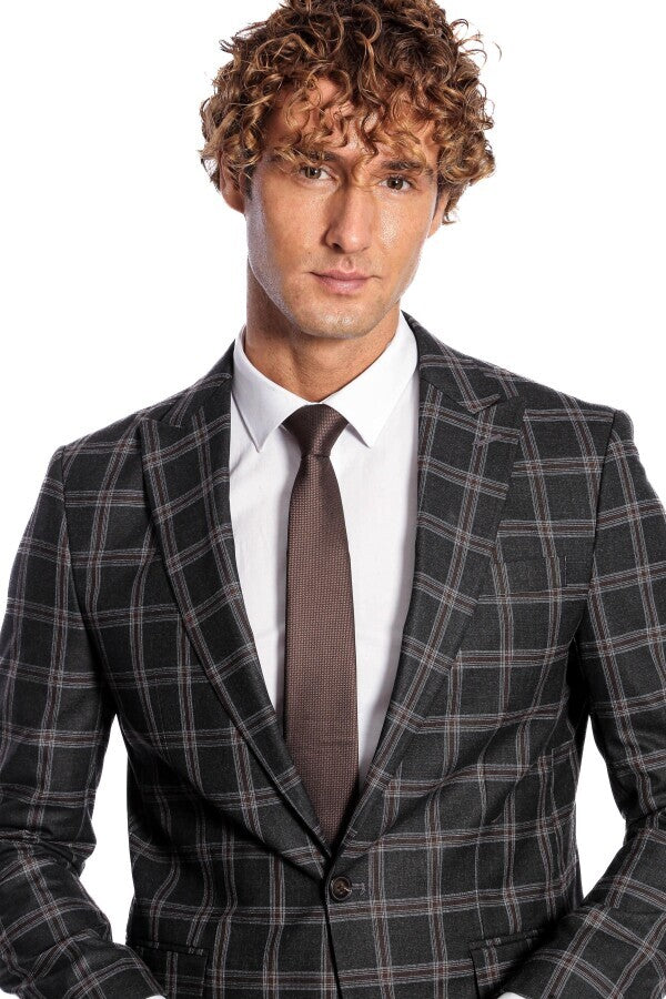 Blazer negro ajustado con solapa de pico para hombre - Wessi