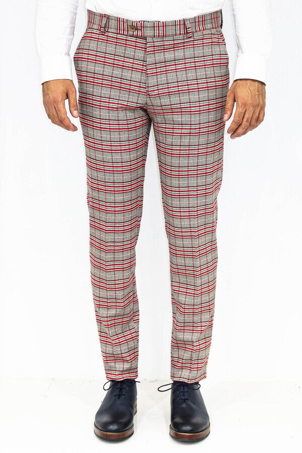 Pantalones de cuadros grises ajustados para hombre - Wessi