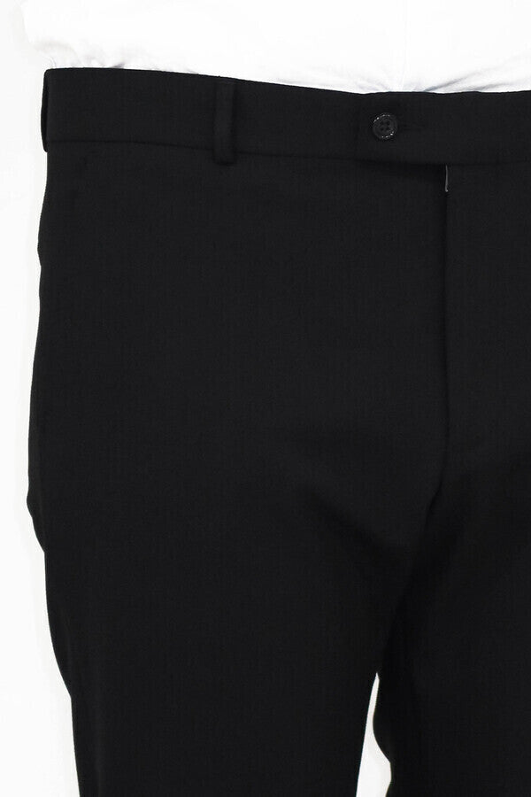 Slim Fit Plain Black Men Pants - Wessi