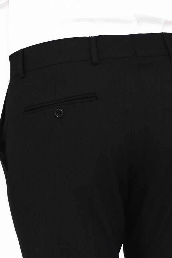 Pantalones negros lisos de corte entallado para hombre - Wessi