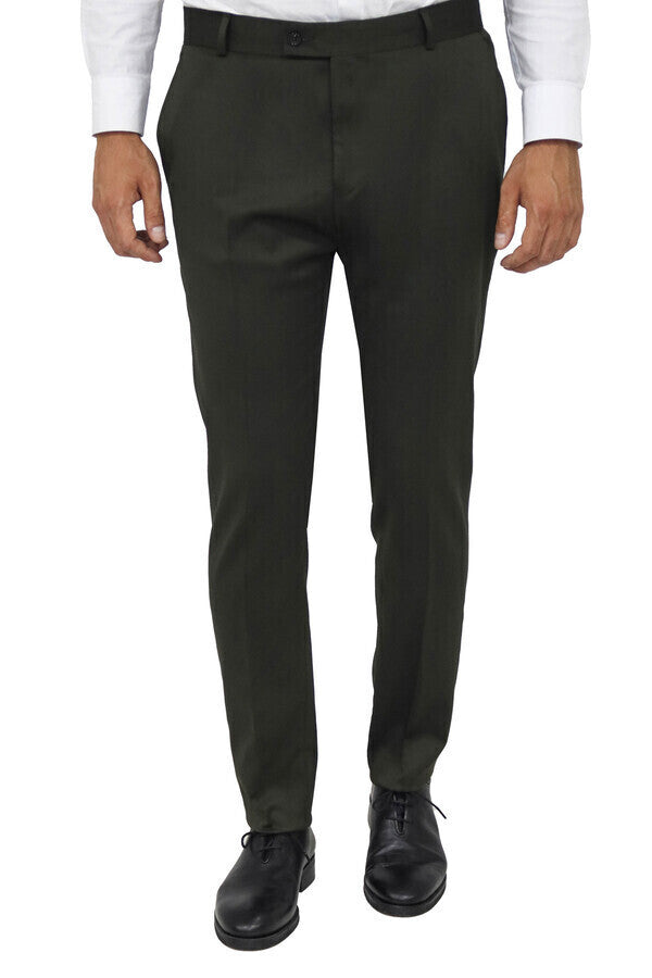 Slim Fit Plain Green Men Pants - Wessi