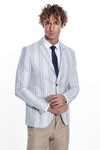 Slim Fit Striped Blue Men Blazer - Wessi