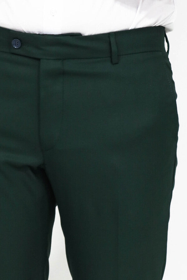 Pantalones de hombre de color verde oscuro texturizados y de corte ajustado - Wessi