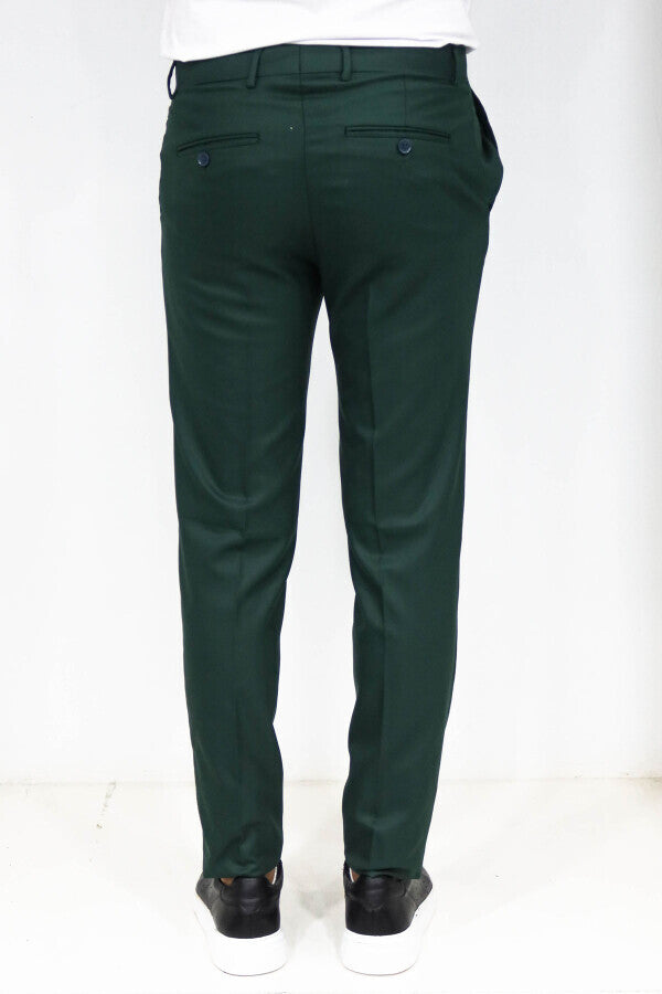 Pantalones de hombre de color verde oscuro texturizados y de corte ajustado - Wessi