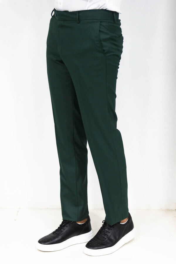 Pantalones de hombre de color verde oscuro texturizados y de corte ajustado - Wessi