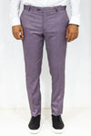 Slim Fit Textured Purple Men Trousers - Wessi