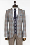 Slim Fit Vested Light Brown Men Suit - Wessi