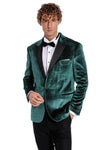 Blazer de fiesta de terciopelo verde ajustado y brillante para hombre - Wessi