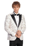 Blazer ajustado para hombre de color blanco con estampado de hiedra brillante - Wessi