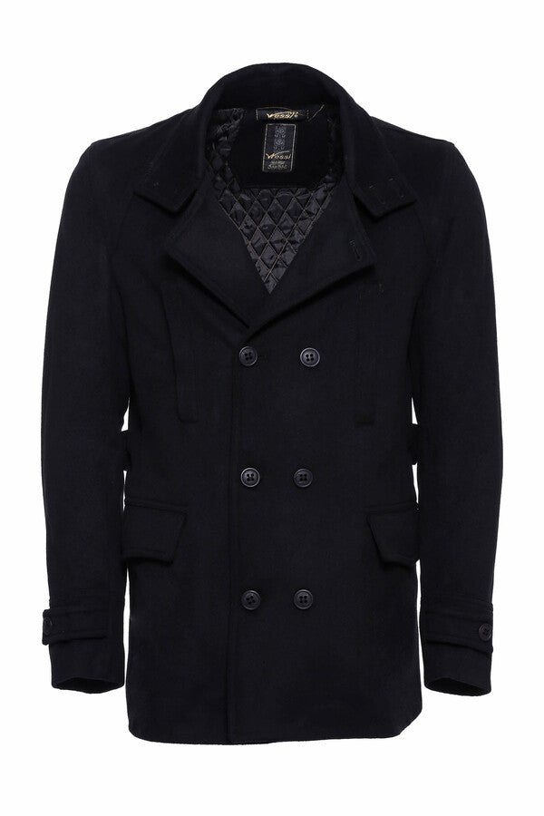 Standing Collar Cachet Short Black Men Coat - Wessi