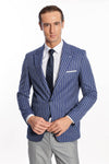 Striped Blue Slim-Fit Blazer - Wessi